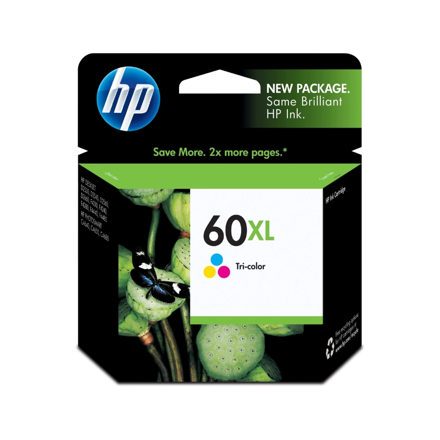 Original HP 60XL (CC644WN) High-Yield Tri-Color Ink Cartridge