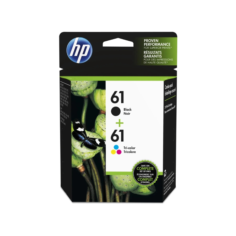 Original HP 61 Black and Tri-Color Ink Cartridge Combo Pack (CR259FN)