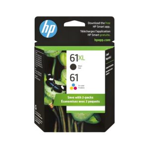 Original HP 61XL/61 Black and Tri-Color Ink Cartridges 2-Pack (CZ138FN)