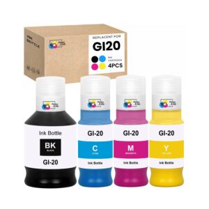 Canon GI-20 Remanufactured Ink Bottle 4-Pack – Black, Cyan, Magenta, Yellow (High Yield)