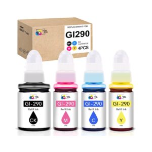 Canon GI-290 Remanufactured Ink Bottle Set – Black, Cyan, Magenta, Yellow (High Yield)