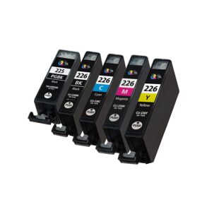 Remanufactured Canon PGI-225/CLI-226 Black/Cyan/Magenta/Yellow Ink Cartridge PGI225 BULK