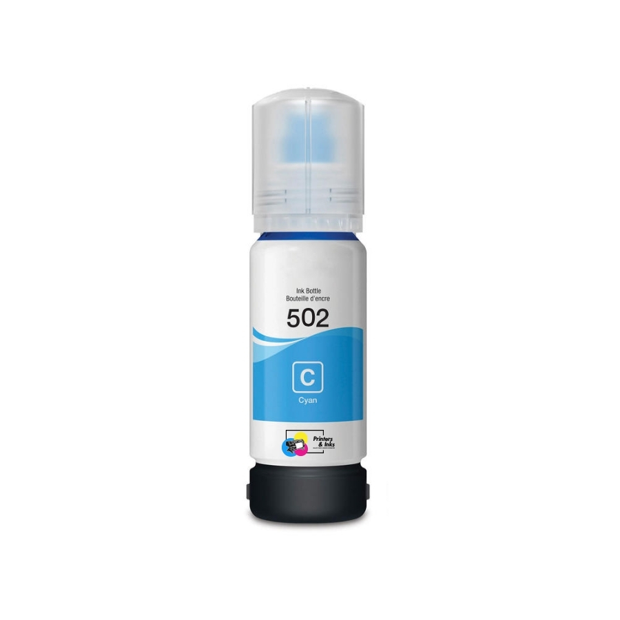 Remanufactured Epson T502 70ml Cyan Ink Bottle