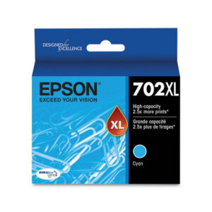 Original Epson T702XL220 (702XL) High Yield DuraBrite Cyan Ink Cartridge