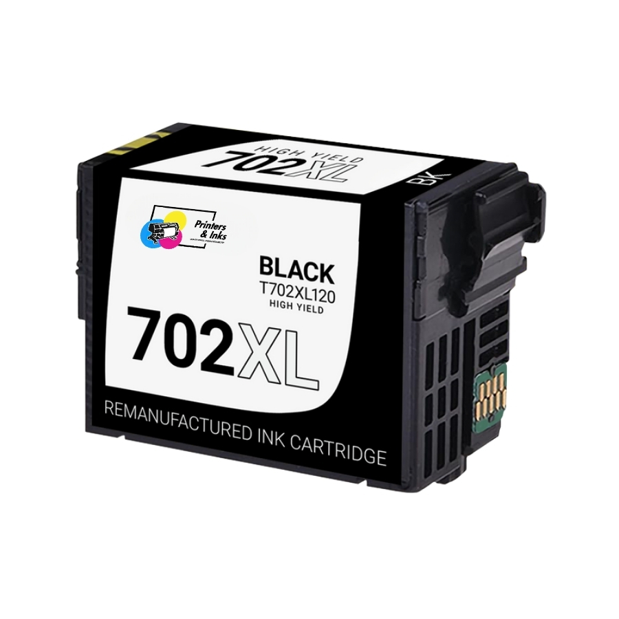 Remanufactured Epson T702XL120 (702XL) High Yield Black Ink Cartridge