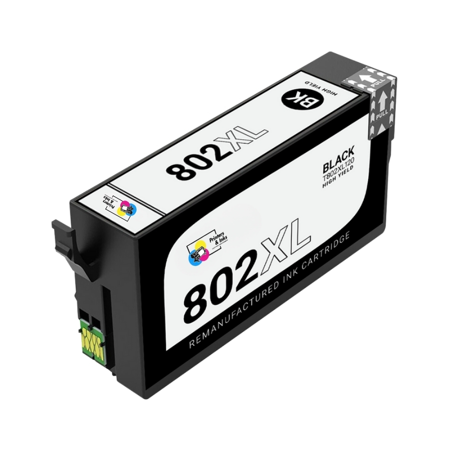 Remanufactured Epson T802XL120 (802XL) High Yield Black Ink Cartridge