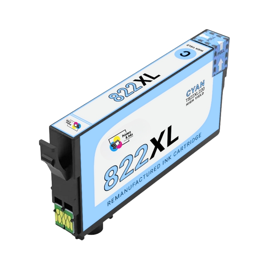Remanufactured Epson T822XL220 (822XL) High Yield Cyan Ink Cartridge