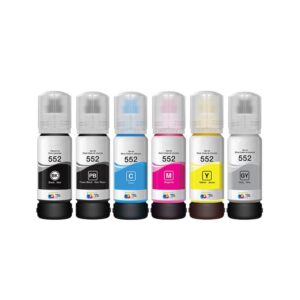 Remanufactured Set of 6 for Epson T552 – Black, Photo Black, Cyan, Magenta, Yellow, Gray